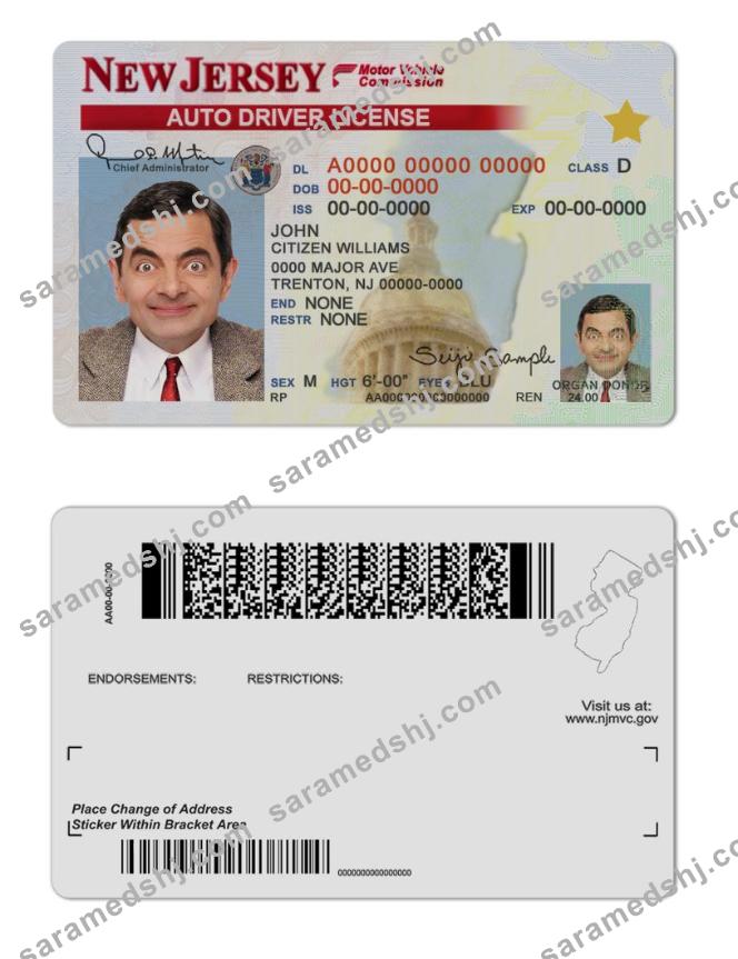 USA New Jersey driving license